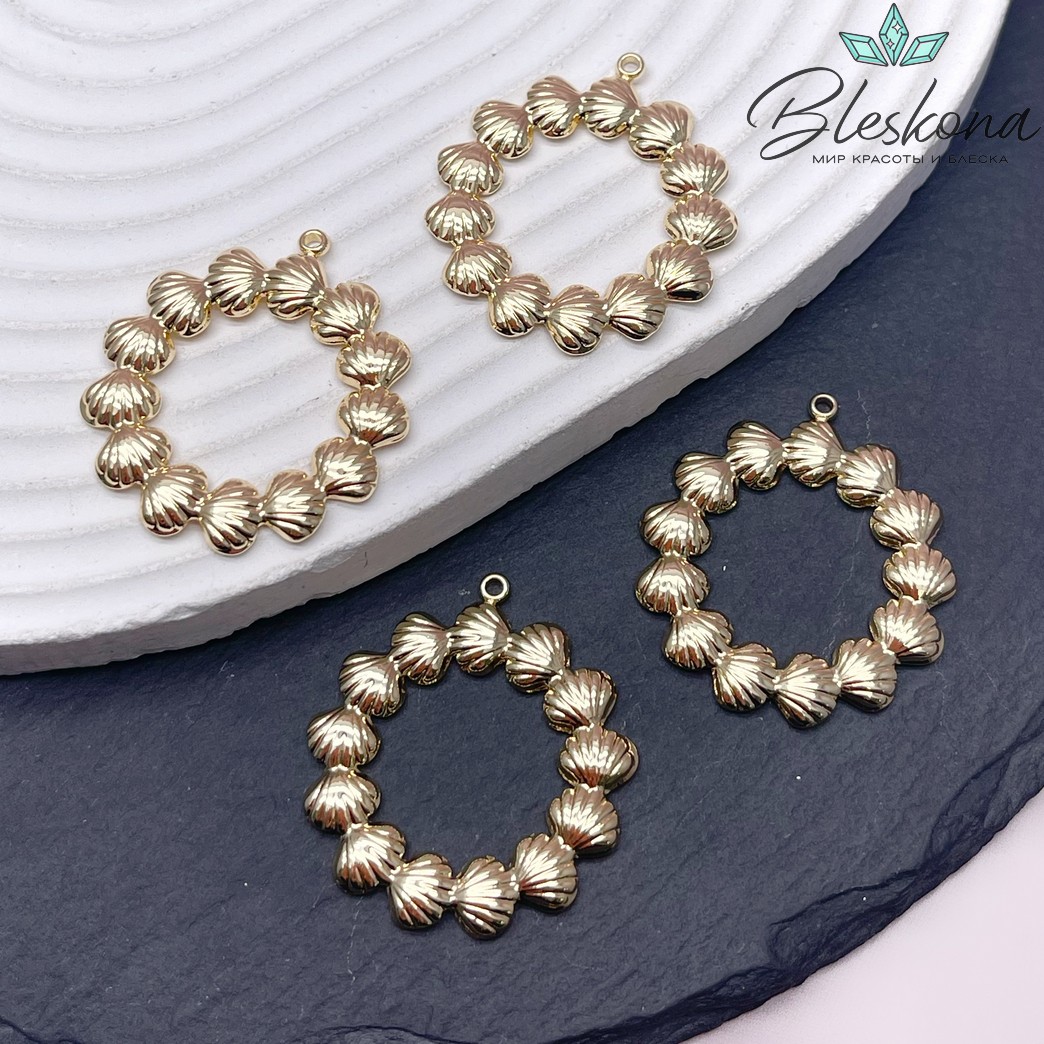 33,5*31 мм Цвет золото, Подвеска круг из ракушек