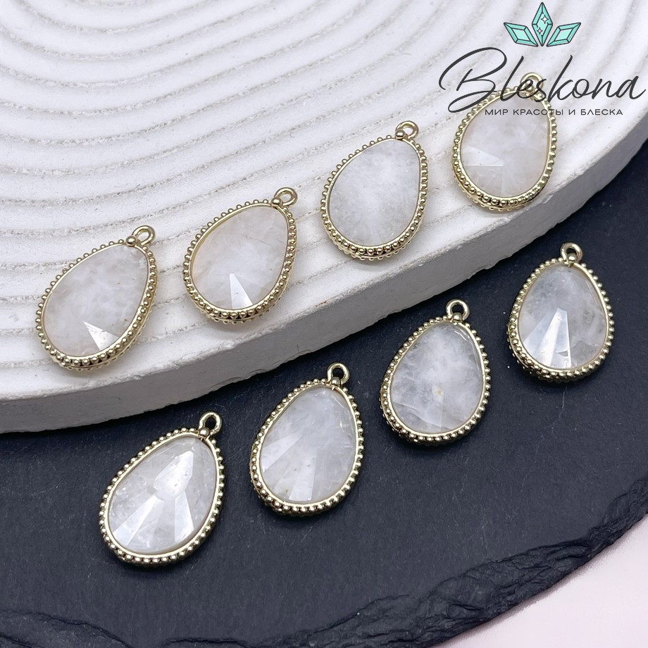 14,4*23мм, цвет золото ,Подвеска капля Лунный камень