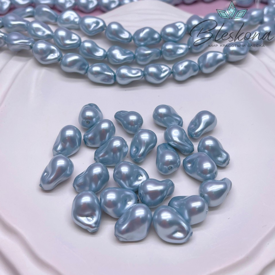 9,5*13 мм, Жемчуг Майорка голубая (штучно)