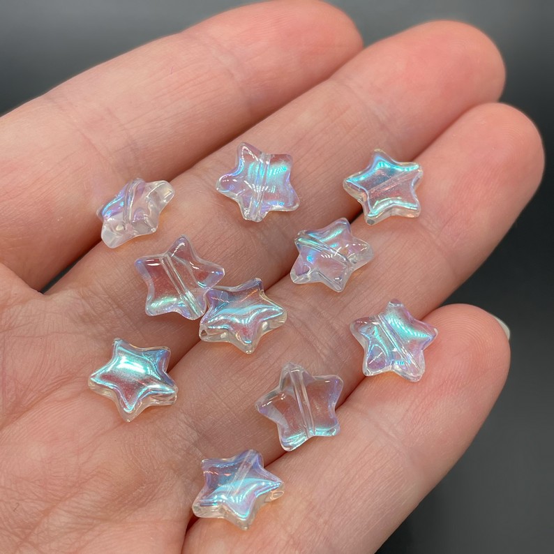 9,5 мм, Стекло звезда белая с переливом уп.10 шт 