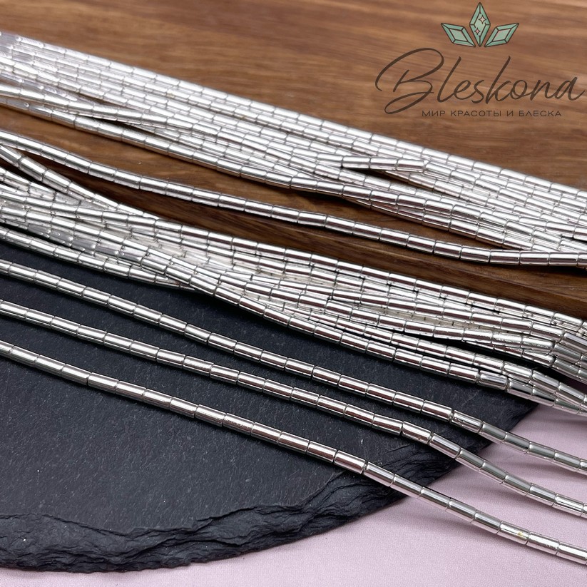 4*2 мм Гематин трубочки, цвет светлое серебро, имитация УЦЕНКА