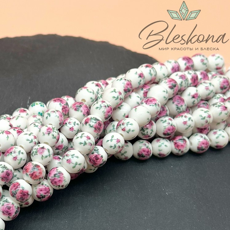 10 мм Керамика Бусина роспись гжель №5