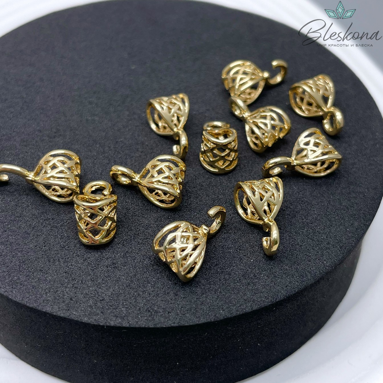 7,3*14,6 мм Цвет золото, Бейл узор разъемное кольцо