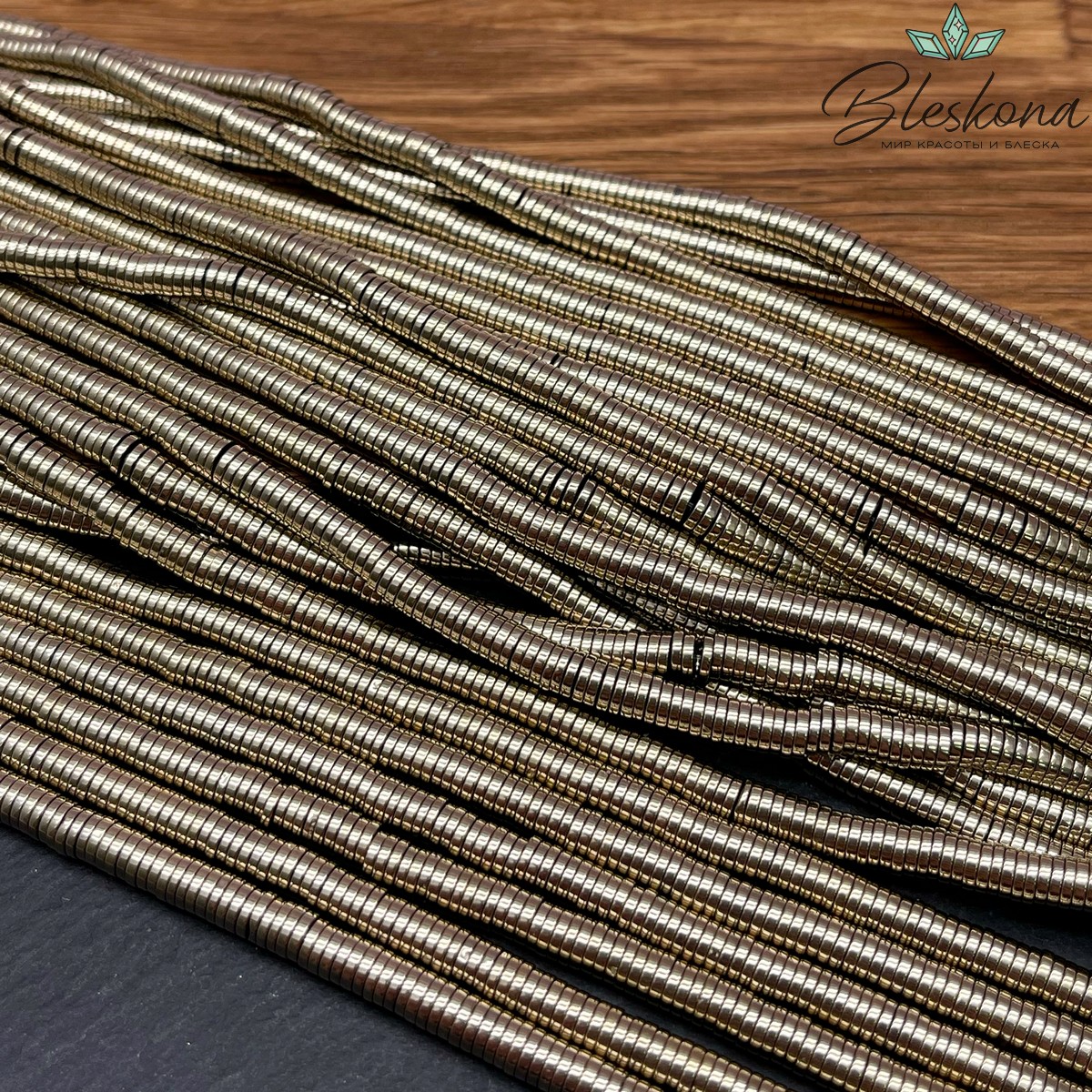 4*1 мм Гематин имитация, цвет темное золото, диски