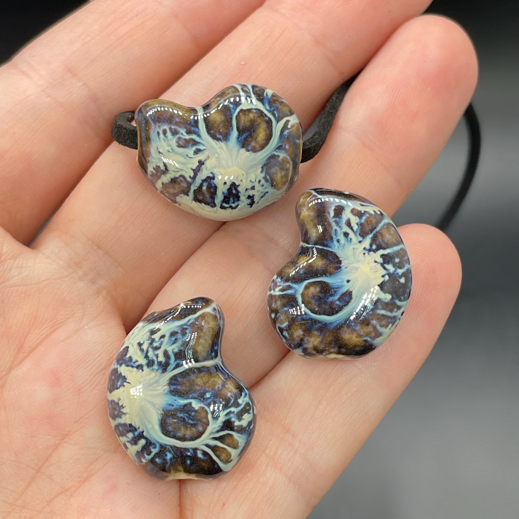 21*17 мм Бусина Аммонит, керамика цвет коричневый №3