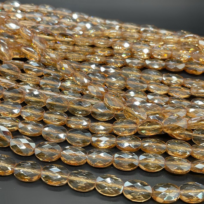 8*11 мм Стекло Lux,овал огранка, цвет карамельный 