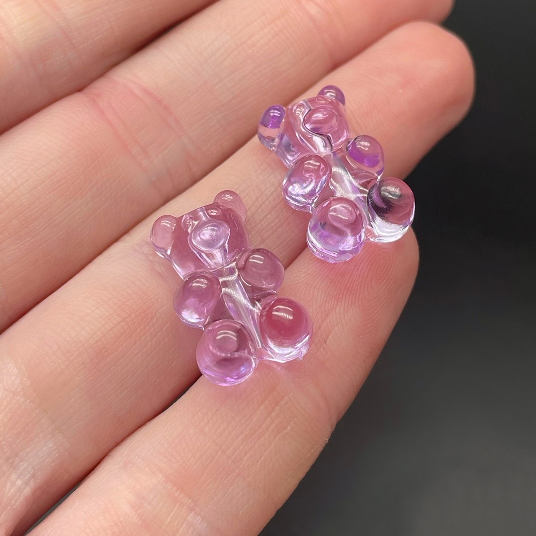 12*18 мм , Бусина Мишка фиолетовый прозрачный №2