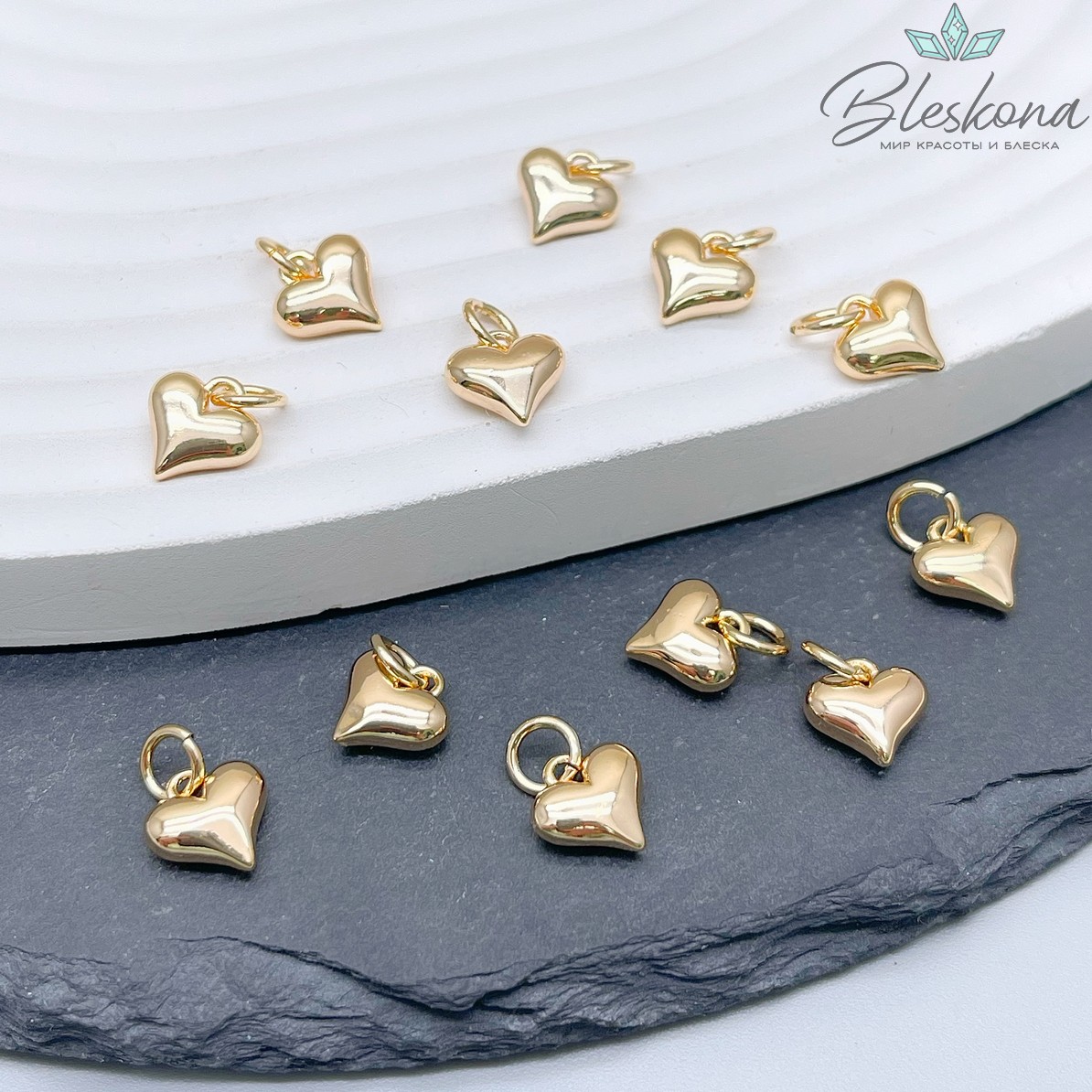 8,5*8 мм Цвет золото, Подвеска сердце пухлое