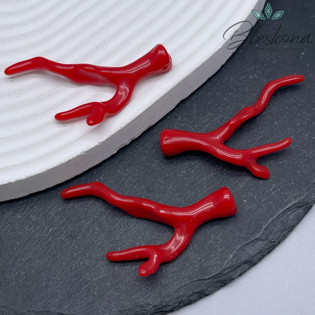 46*32 мм Подвеска ветка коралла ярко-красная