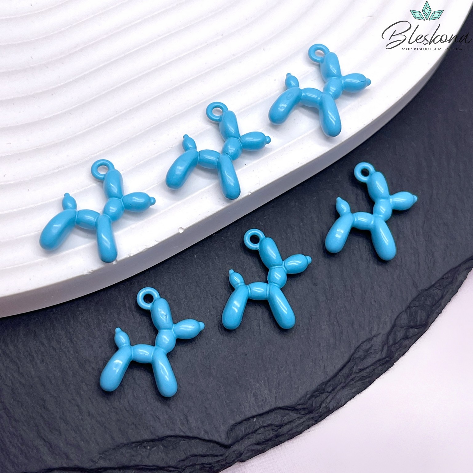 14*18 мм, Подвеска пудель голубая эмаль