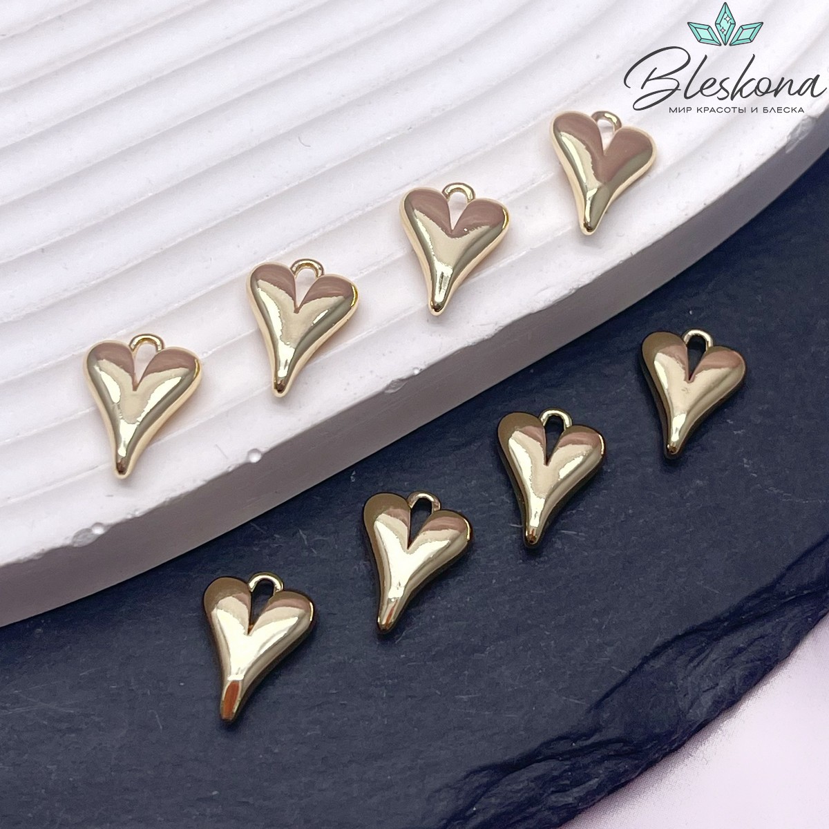 12*9 мм Цвет золото, Подвеска сердце объемное