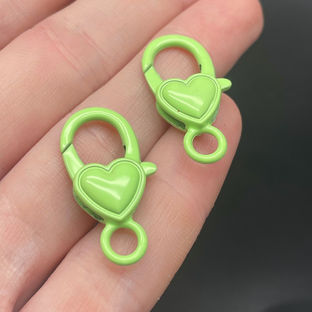 12,5*26,5мм , Замок крупный сердце салатовая эмаль 