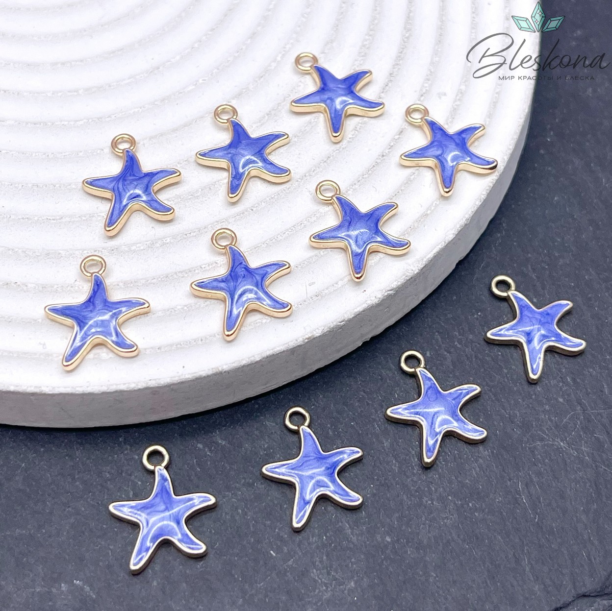 15*13мм Цвет золото, Подвеска Морская звезда фиолетовая эмаль