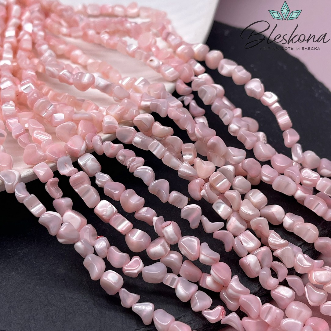 Перламутр розовый галтовка (5-7)*(3-6) мм