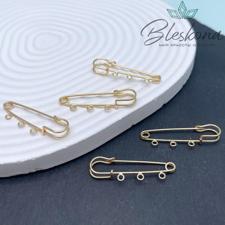 3,7 см, Цвет золото, Основа булавка 3 кольца
