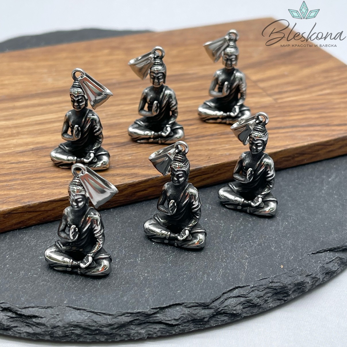 30,5*18 мм Цвет серебро, Подвеска Будда сталь