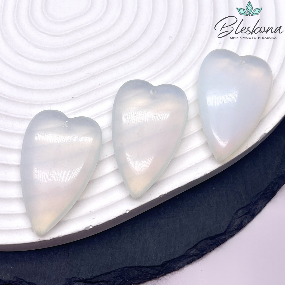 25*40 мм Подвеска Сердце Лунный камень (имитация)