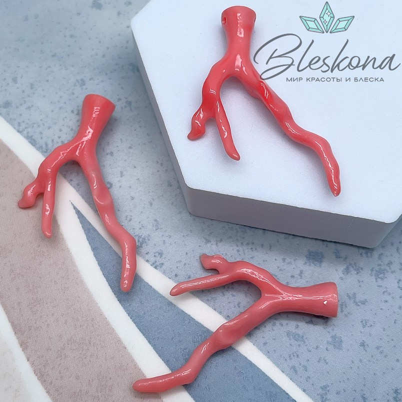 46*32 мм Подвеска ветка коралла розовая