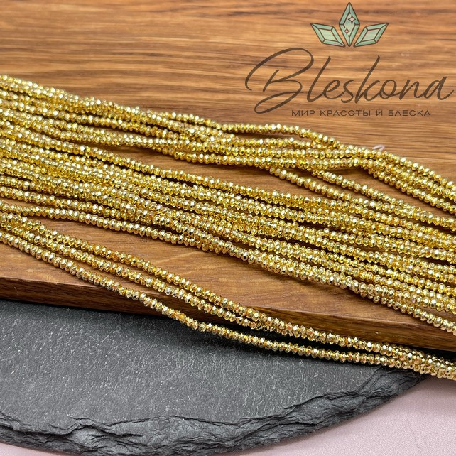 2*1 мм светлое золото, Гематин имитация рондель алмазная огранка