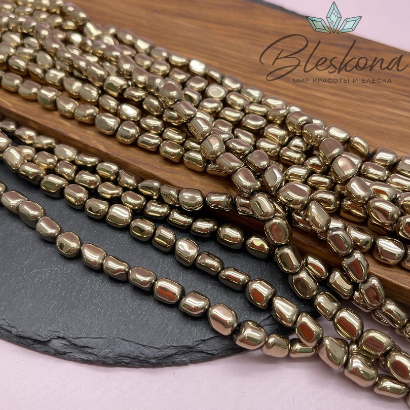 6-9 мм Гематин галтовка, цвет темное золото, имитация