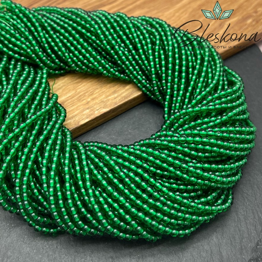 3 мм Бусины стекло зеленое 