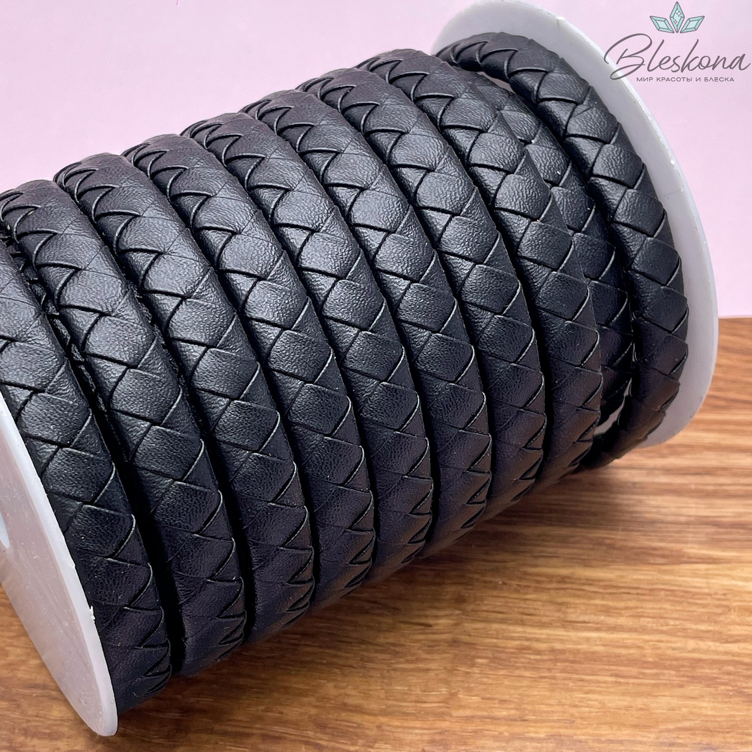 Шнур для браслетов из натуральной кожи черный №1 11*6 мм