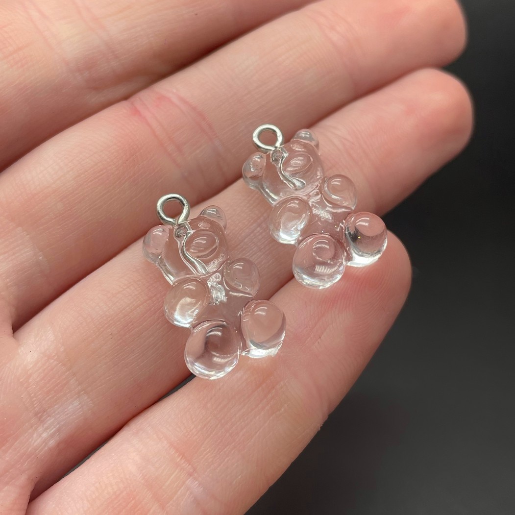 12*21,5мм, Цвет серебро, Подвеска Мишка прозрачный