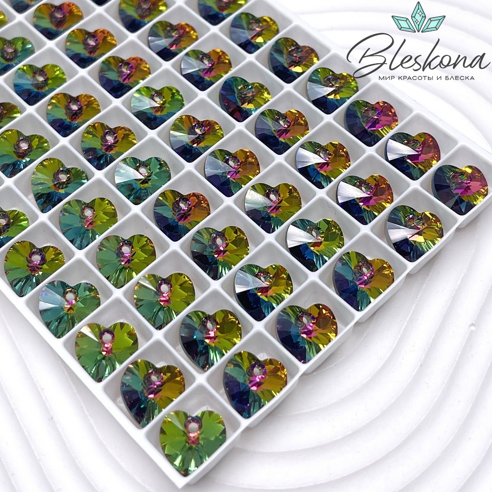 6228 Xilion Heart 10,3*10 мм Crystal Vitrail Medium (VM)
