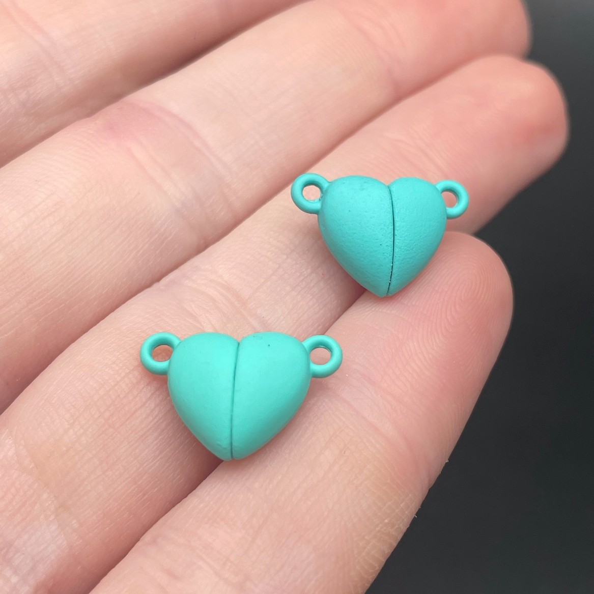 10*15,5мм , Замок магнитный сердце бирюзовая эмаль матовая