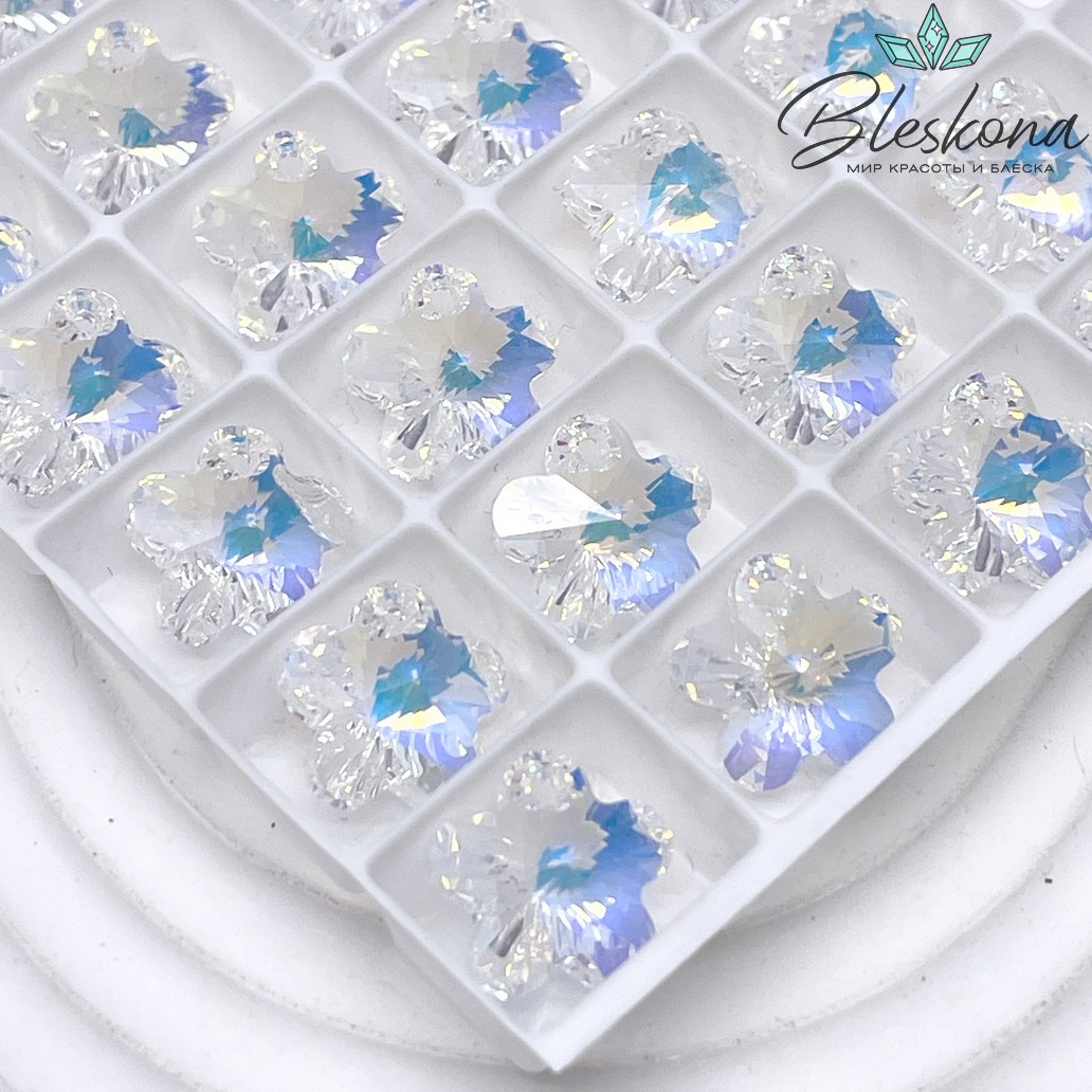 6744 Flower Pendant 12 mm Crystal Aurore Boreale (AB)