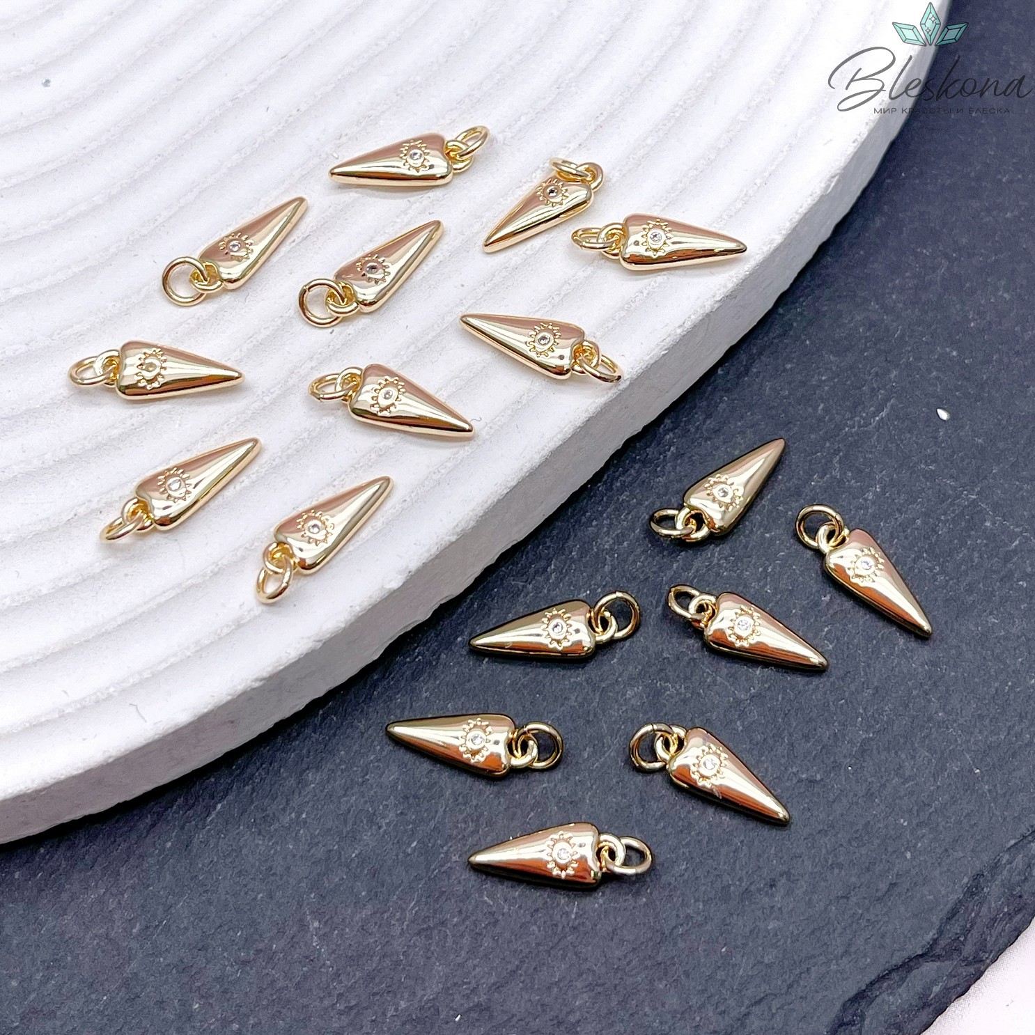 12*4,5 мм, Цвет золото, Подвеска сердце циркон