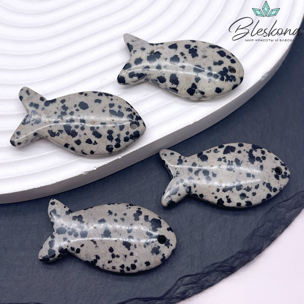 38*19 мм Подвеска рыбка Яшма далматиновая