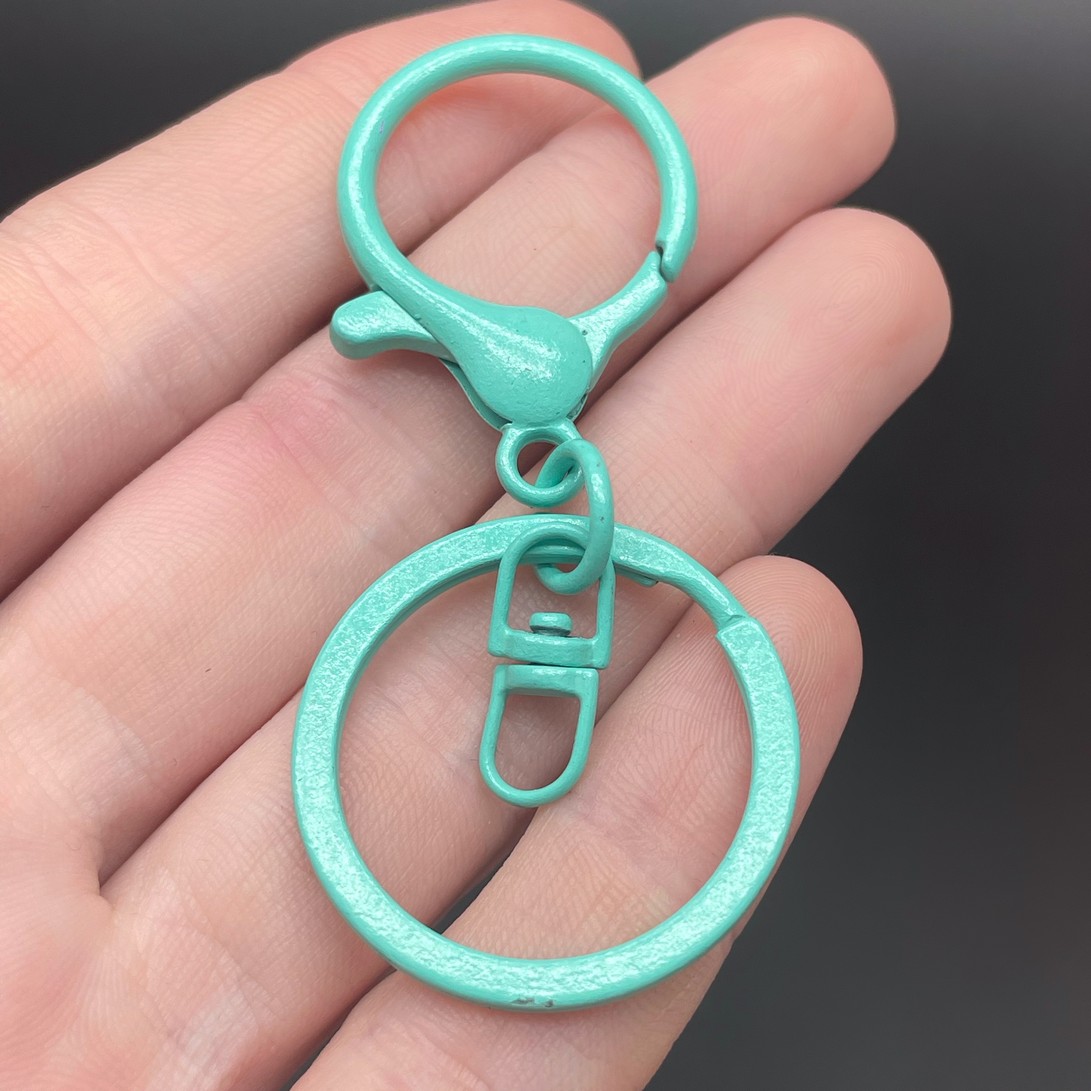 30 мм, Основа для брелока бирюзовая эмаль круглый замок