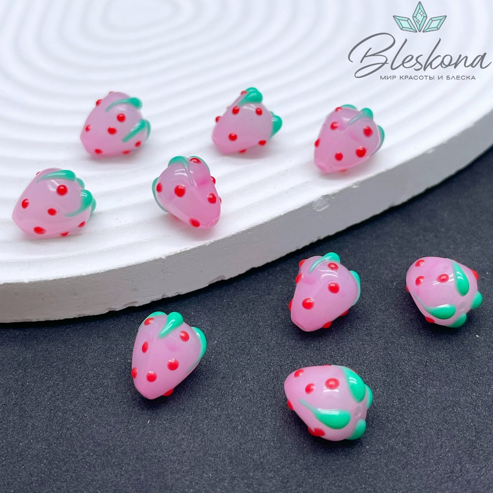 12*10 мм Бусина клубничка розовая 