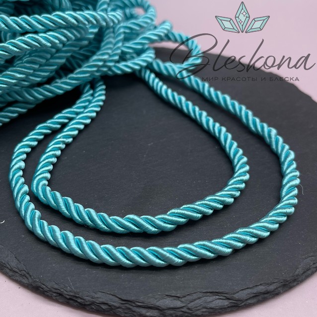 Шнур крученый бирюзовый 6 мм