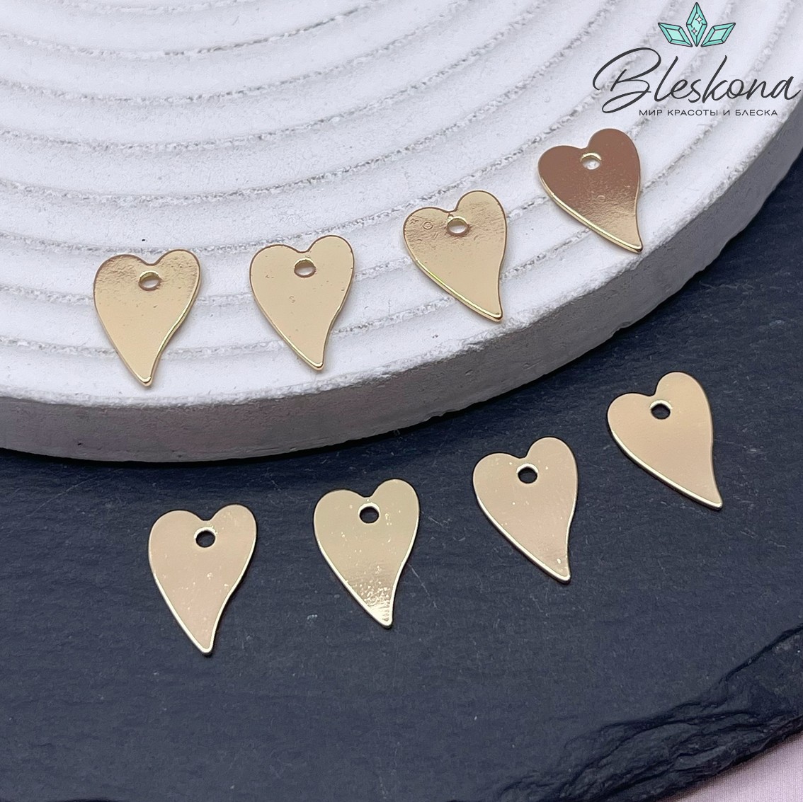 13*9 мм Цвет золото, Подвеска сердце гладкое 