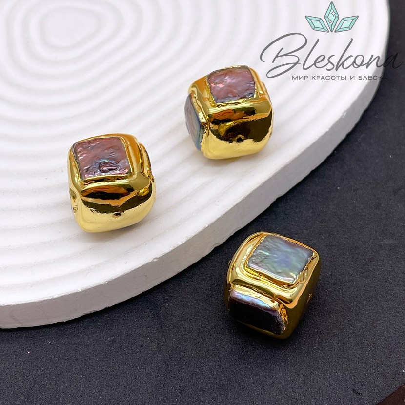 19 мм Цвет золото, Бусина  Жемчуг куб хамелеон
