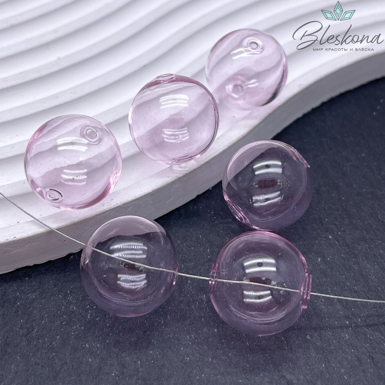 20 мм Бусина шар стекло розовое