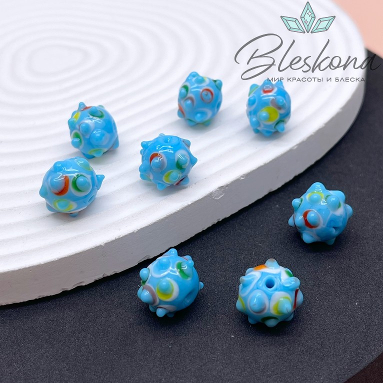 11*14 мм Бусина шар голубой пупырчатый