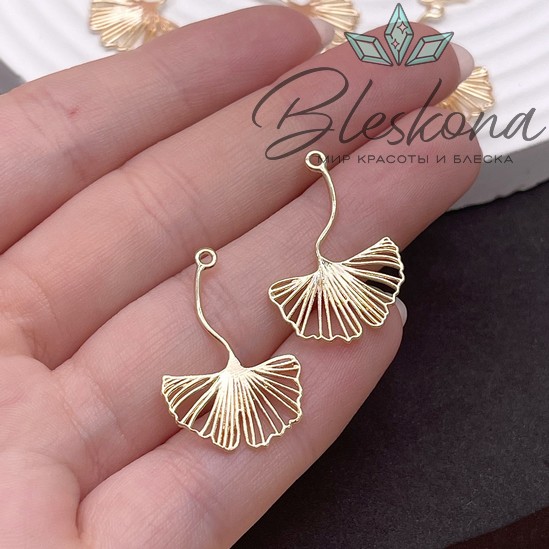 26,5*17,5 мм Цвет золото, Подвеска лист Гинкго билоба