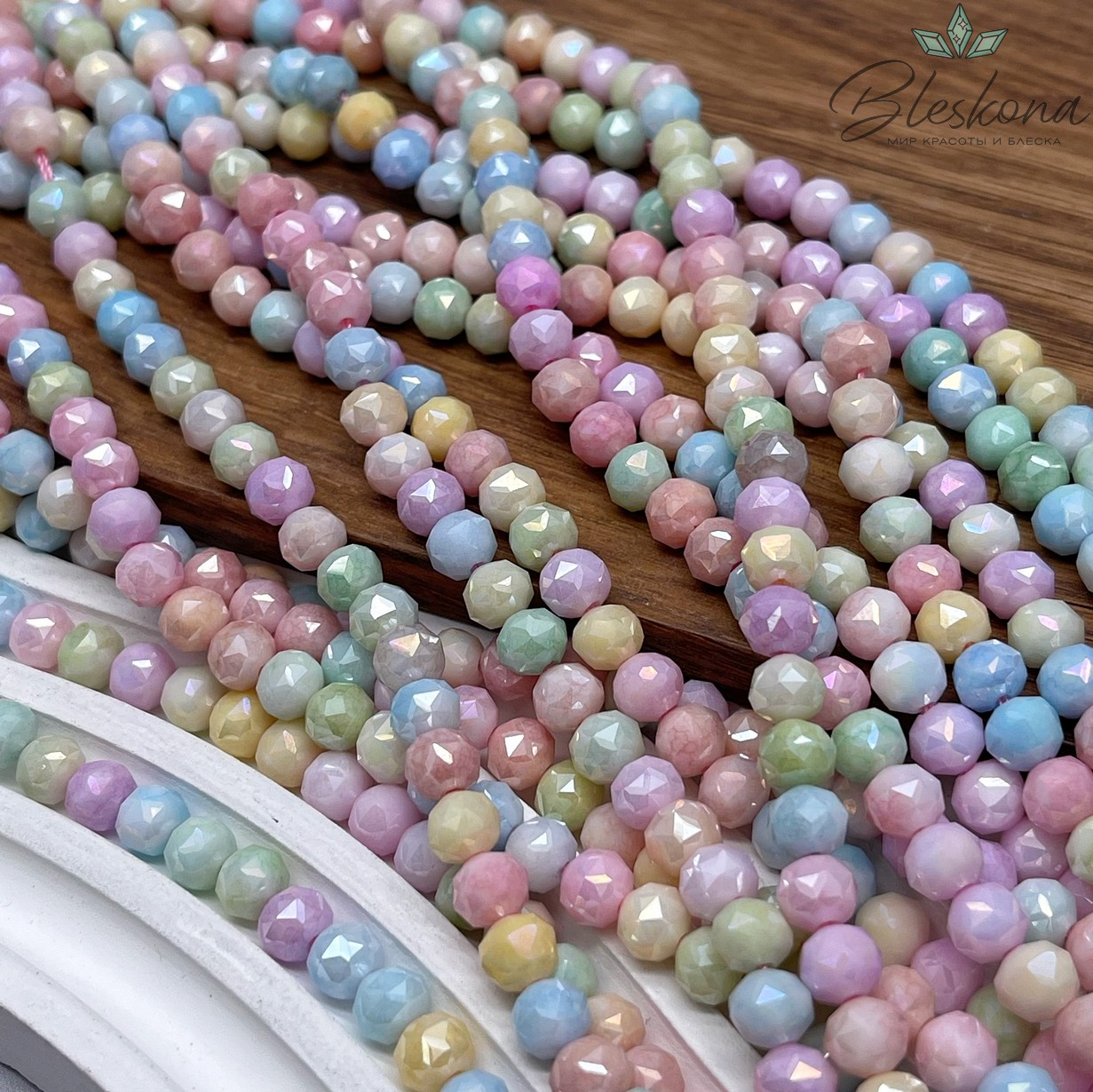 Стекло Lux микс №1 огранка острая  6 мм