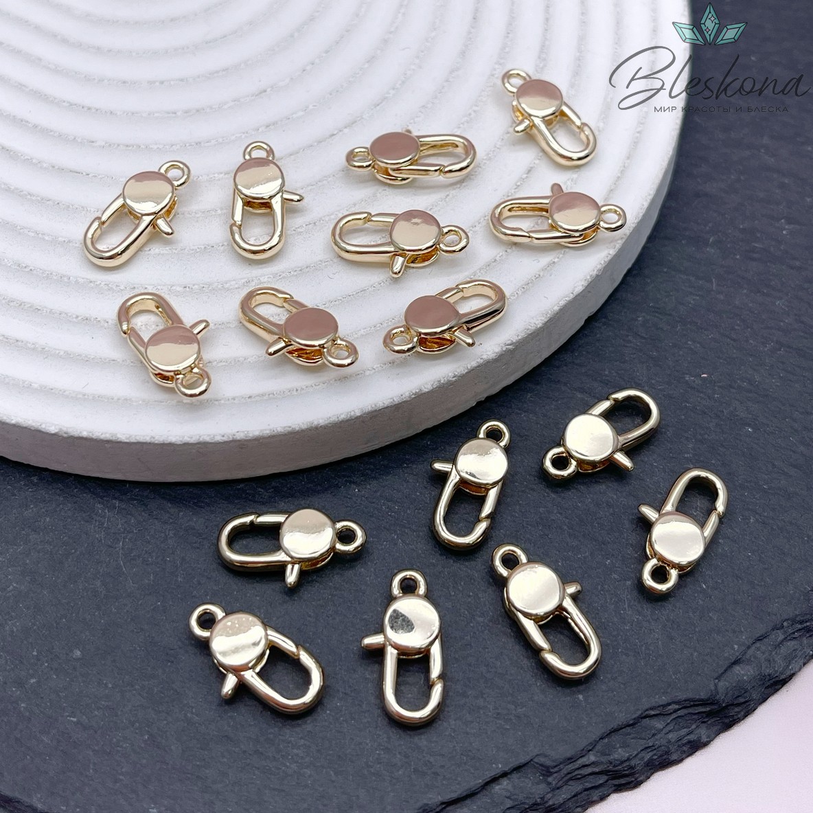 17*7 мм Цвет Золото, Замок Лобстер средний круг