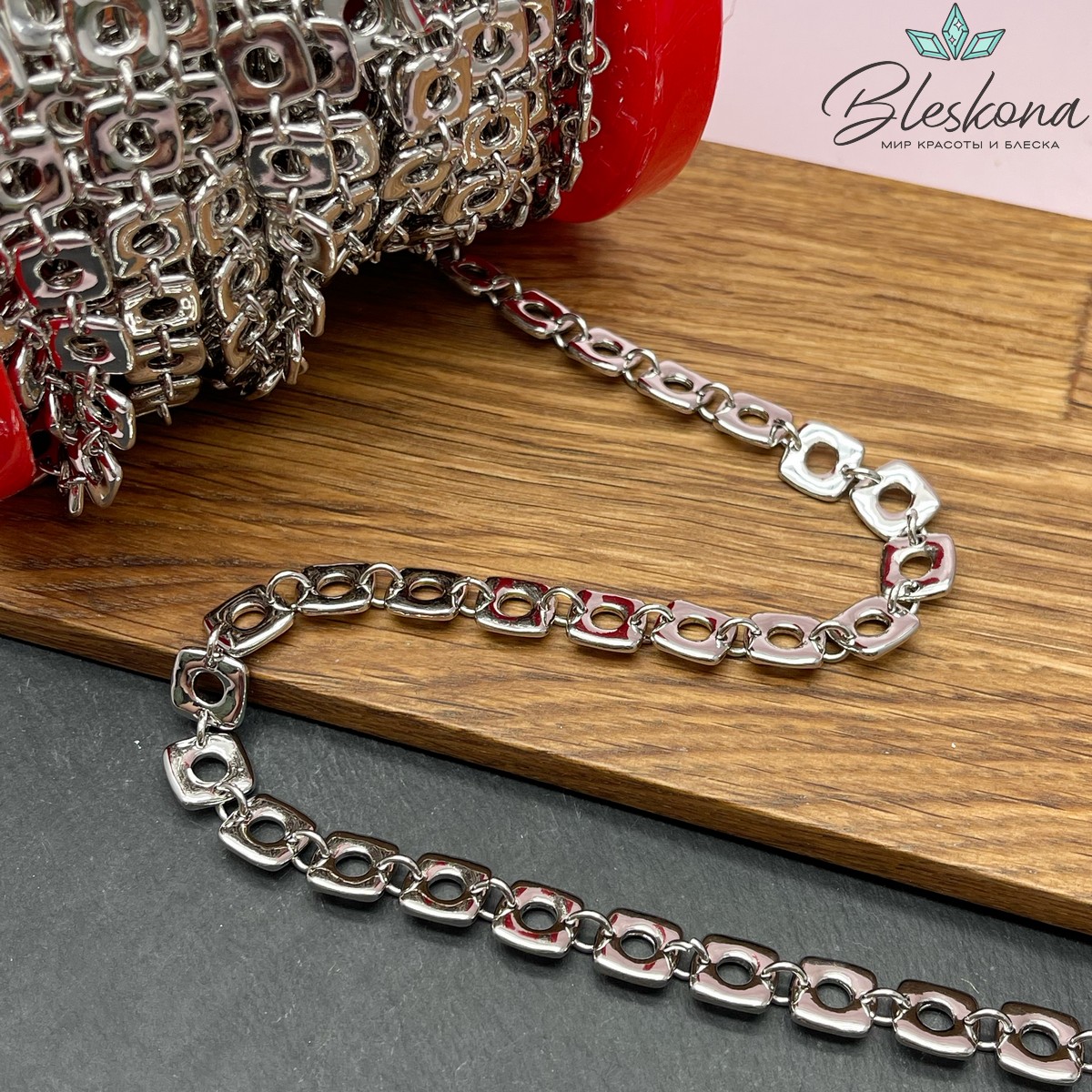 Цепь №48-3 цвет серебро 10*9,5 мм/ 5,5 мм