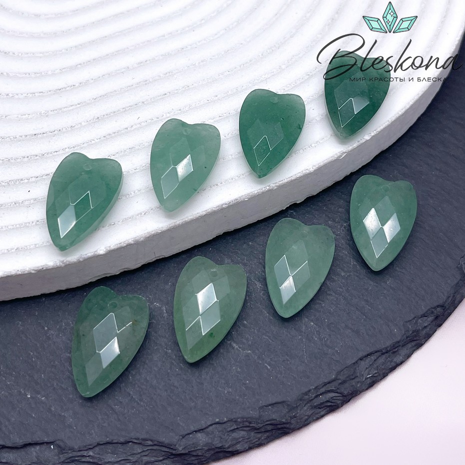 20*12 мм,Подвеска Сердце Зеленый Авантюрин алмазная огранка