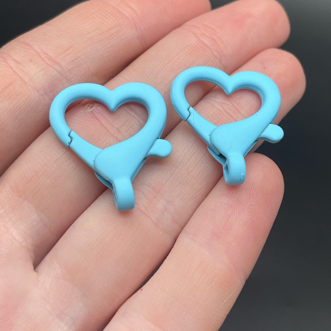 22*26мм , Замок крупный сердце голубая  эмаль матовая