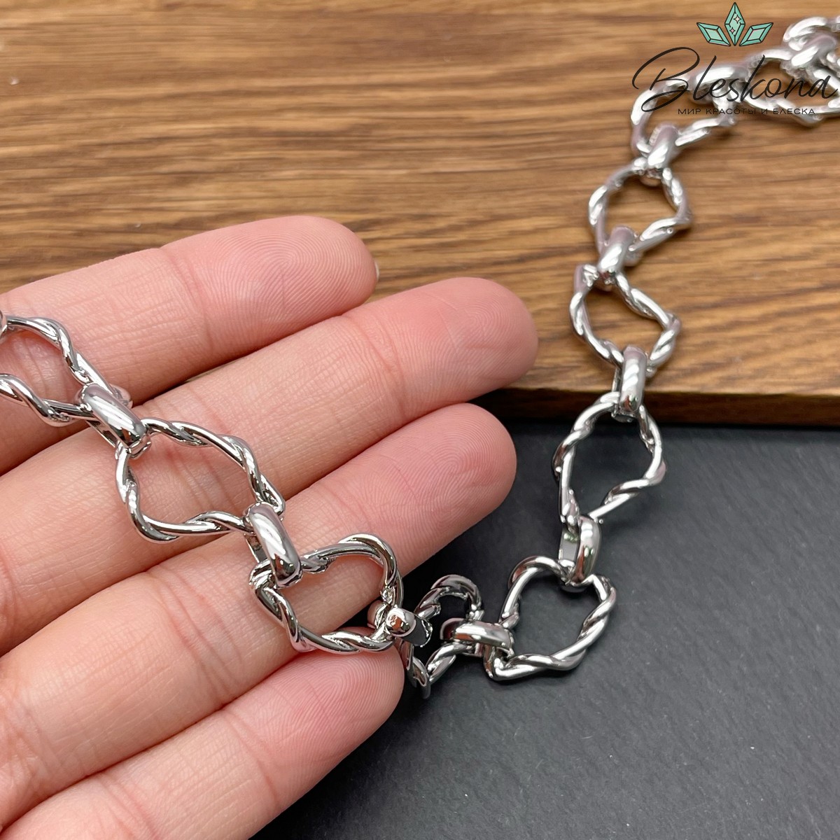 Цепь №106-5 цвет серебро 19,5*14 мм /9,8*3,2 мм
