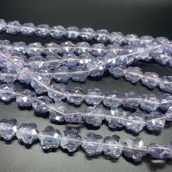 10 мм Стекло Lux,цветок, цвет бледно- лиловый