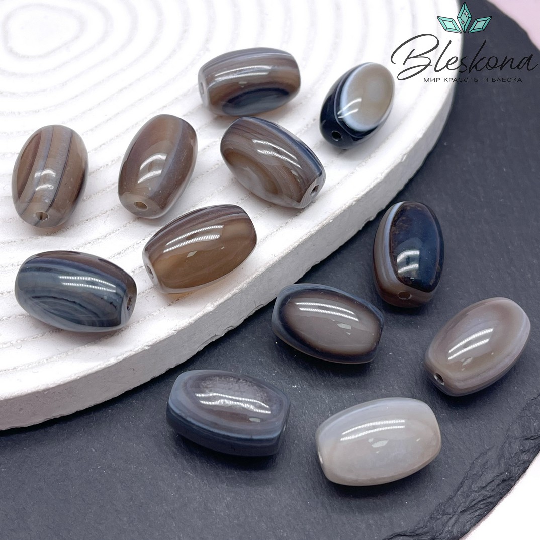 Дзи природная серая из агата 19*13 мм 