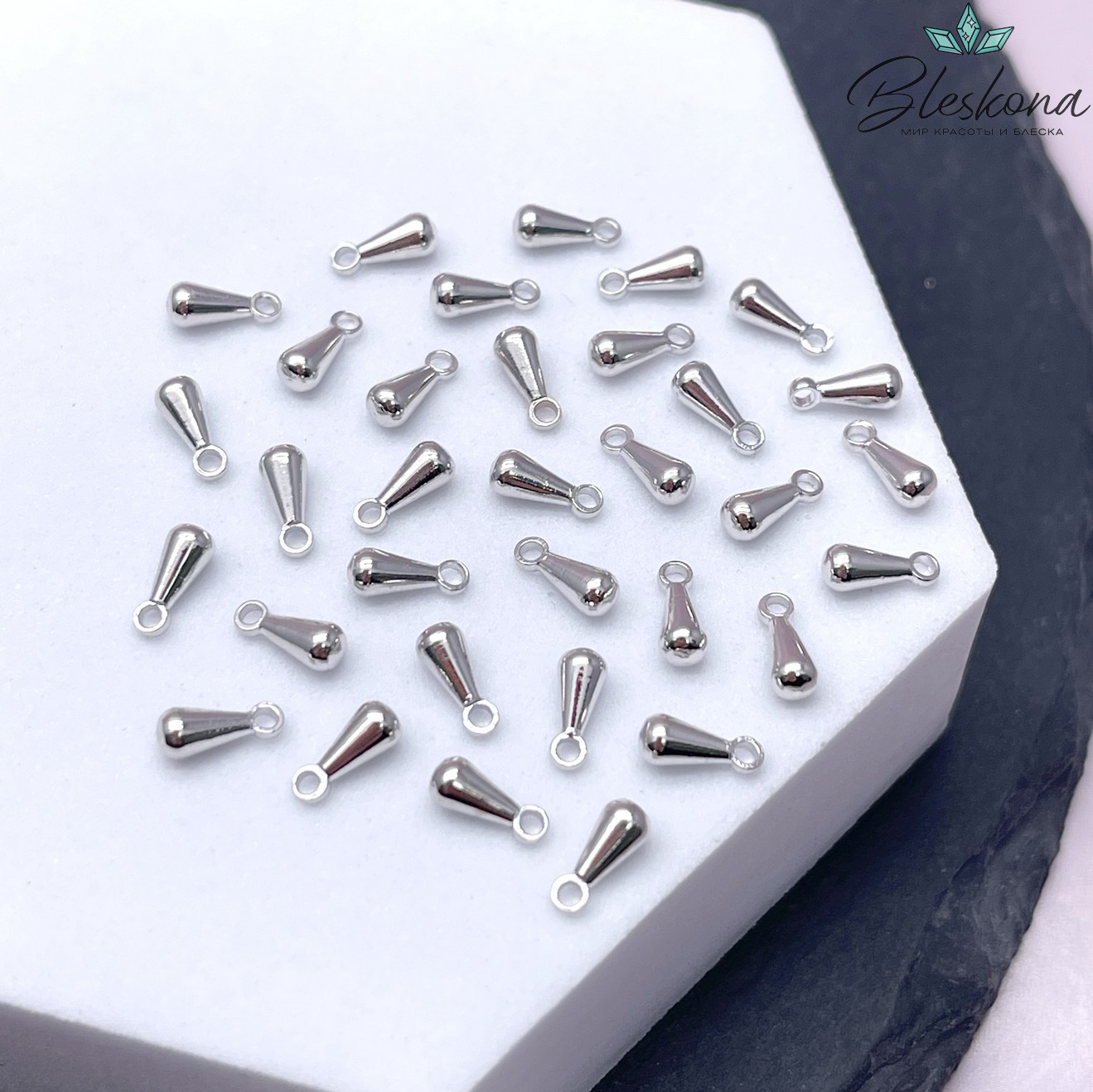 7*3 мм Цвет серебро, Подвеска капля 