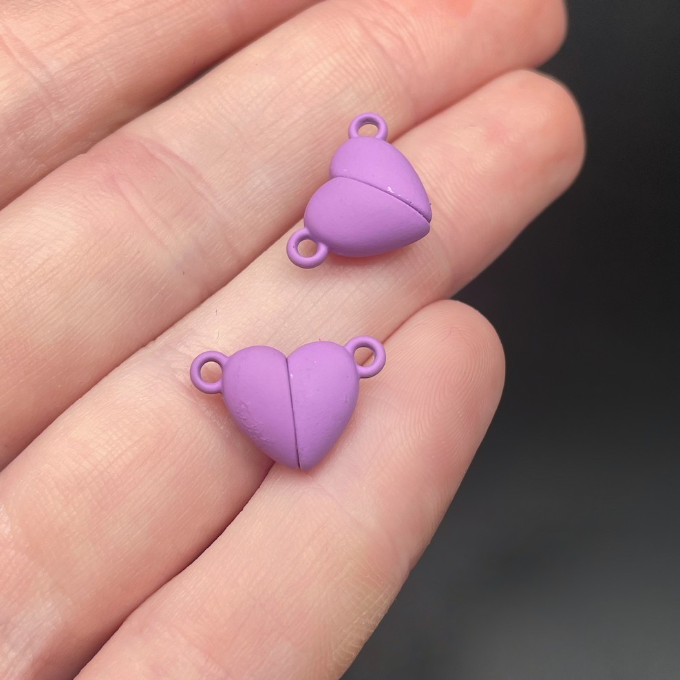 10*15,5мм , Замок магнитный сердце фиолетовая эмаль матовая